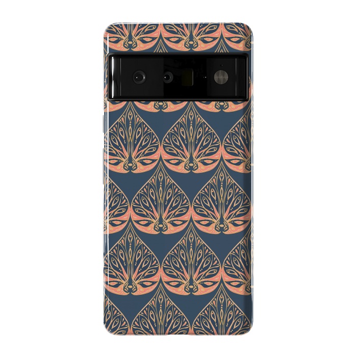 Pixel 6 Pro StrongFit Art Deco - Blue & Coral by Lotti Brown
