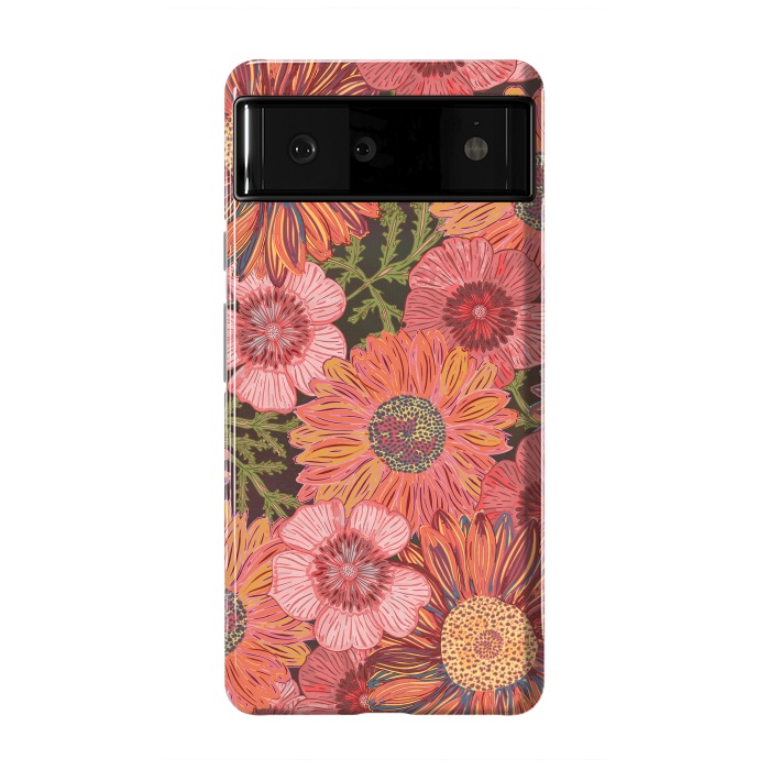 Pixel 6 StrongFit Retro Pink Daisies by Lotti Brown