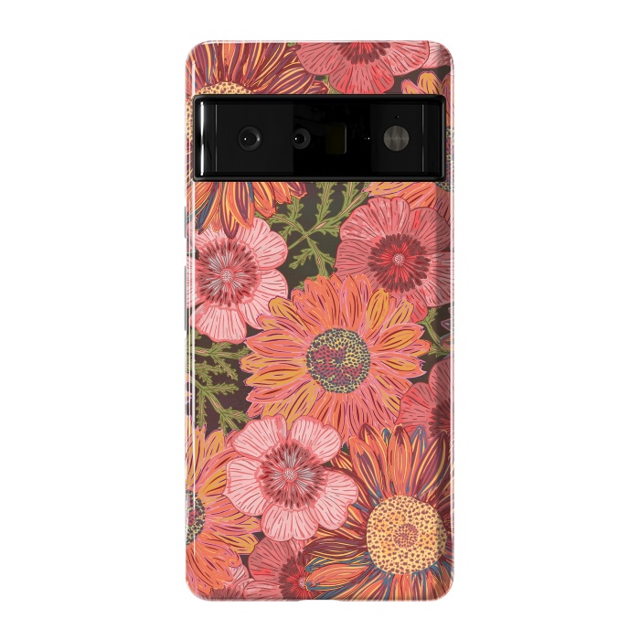 Pixel 6 Pro StrongFit Retro Pink Daisies by Lotti Brown