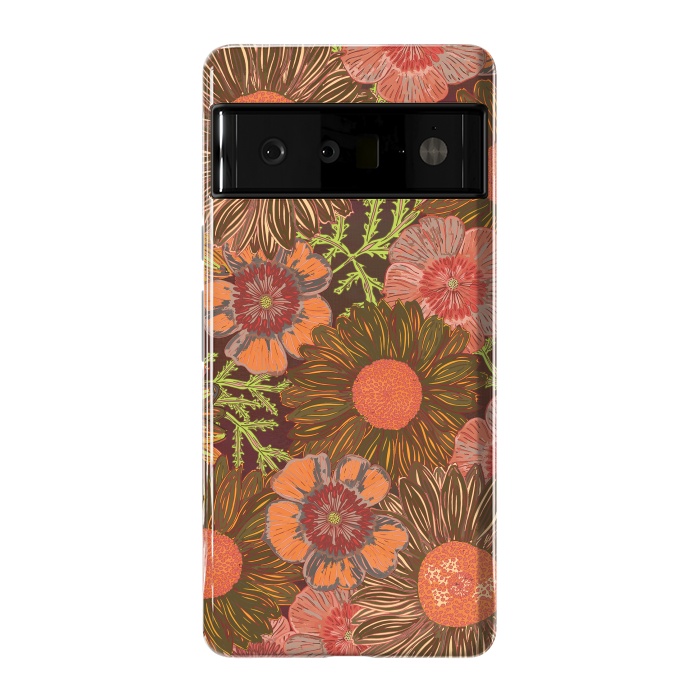 Pixel 6 Pro StrongFit Retro Dark Daisies by Lotti Brown