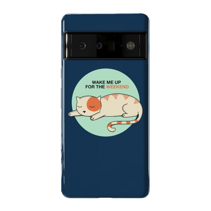 Pixel 6 Pro StrongFit Cat wake me up blue by Coffee Man