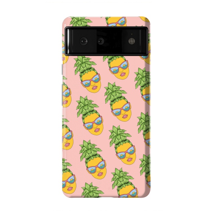 Pixel 6 StrongFit Pineapple Girl Pattern Pink by Coffee Man