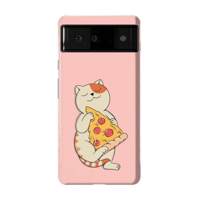 Pixel 6 StrongFit Cat and Pizza Pink by Coffee Man