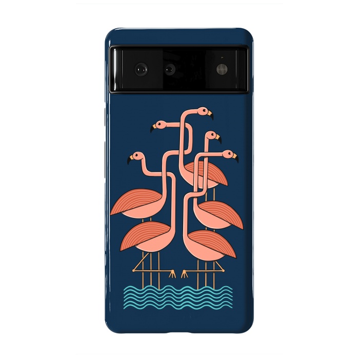 Pixel 6 StrongFit Flamingos blue by Coffee Man