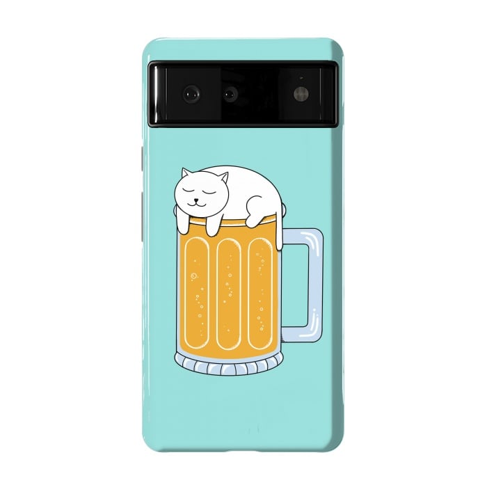 Pixel 6 StrongFit Cat Beer Green by Coffee Man