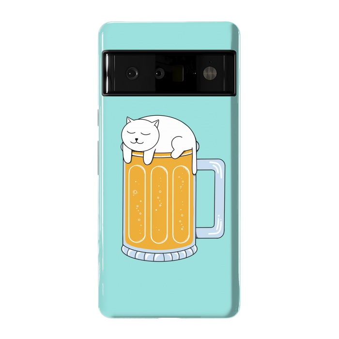 Pixel 6 Pro StrongFit Cat Beer Green by Coffee Man