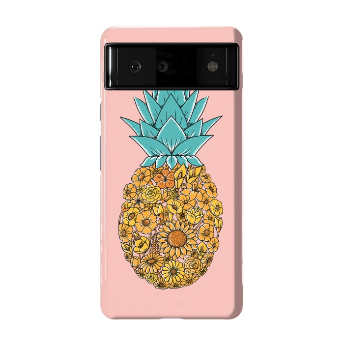 Pixel 6 StrongFit Pineapple Floral Pink by Coffee Man