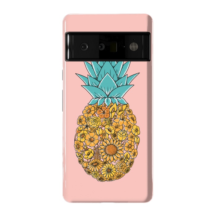 Pixel 6 Pro StrongFit Pineapple Floral Pink by Coffee Man