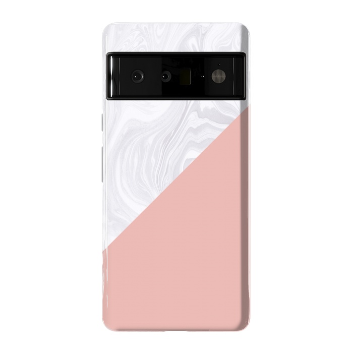 Pixel 6 Pro StrongFit Rose Gold and White Marble Texture by Julie Erin Designs