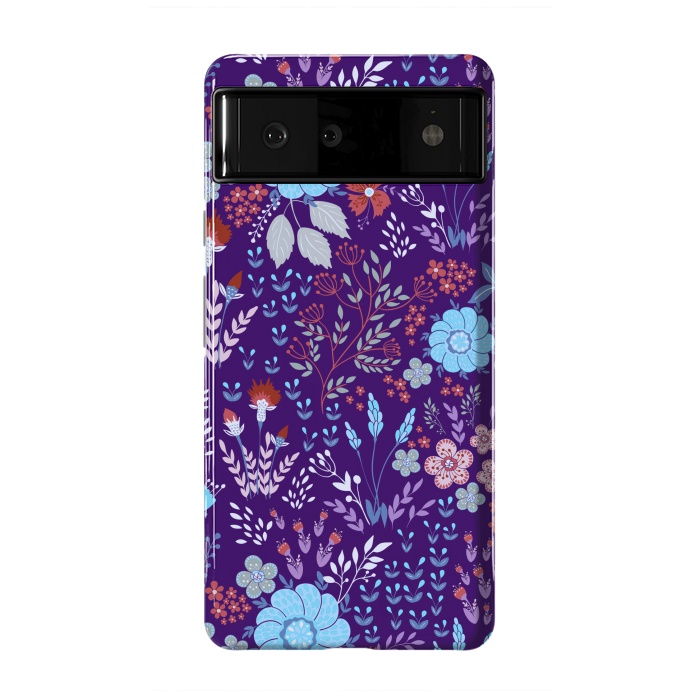 Pixel 6 StrongFit tiny flowers in cold colors by ArtsCase