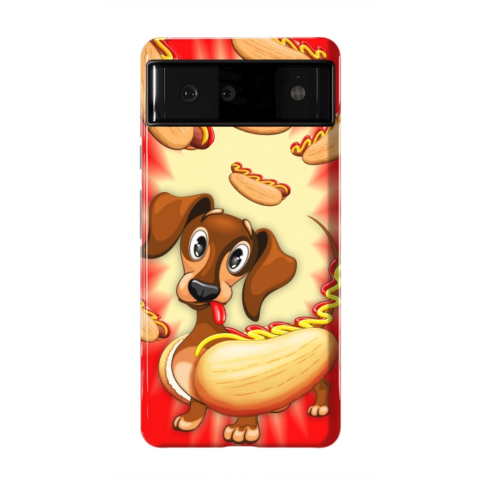 Pixel 6 StrongFit Dachshund Hot Dog Cute and Funny Character by BluedarkArt