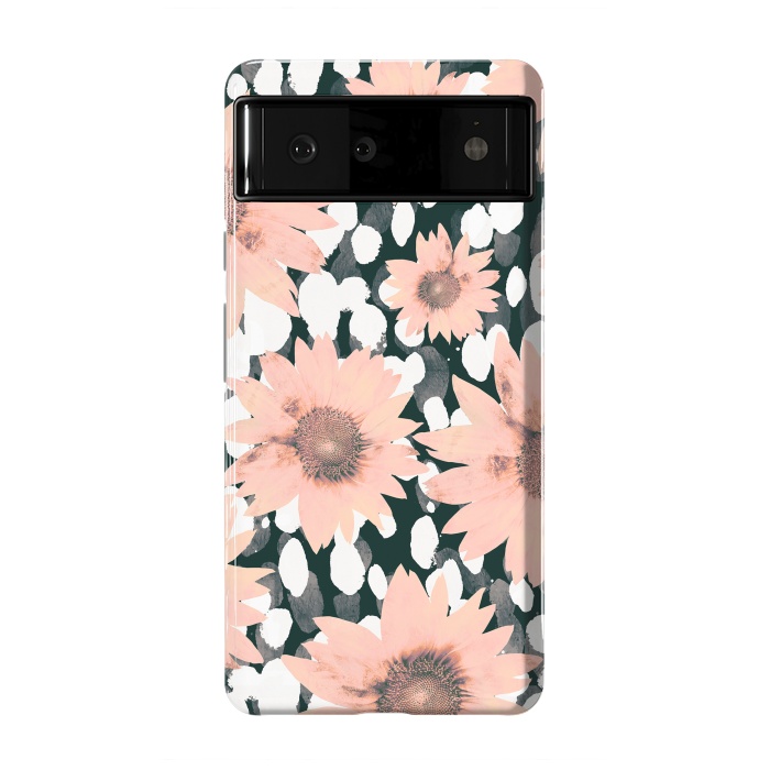 Pixel 6 StrongFit Pink flower petals and paint dots by Oana 