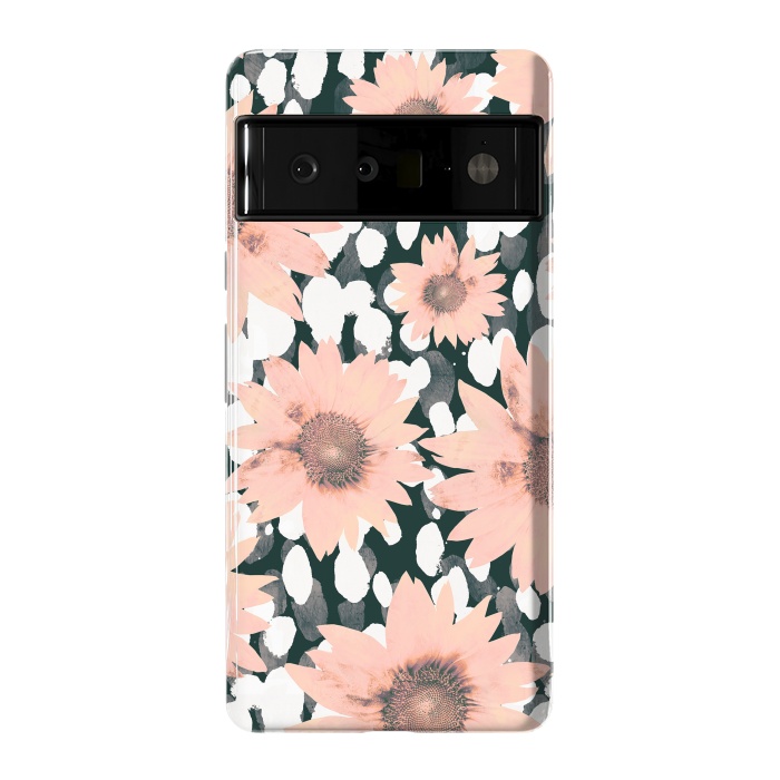 Pixel 6 Pro StrongFit Pink flower petals and paint dots by Oana 