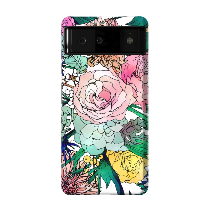 Pixel 6 StrongFit Stylish Colorful Watercolor Floral Pattern by InovArts