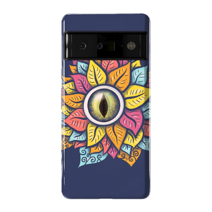 Pixel 6 Pro StrongFit Colorful Reptile Eye Flower Fun Weird Digital Art by Boriana Giormova
