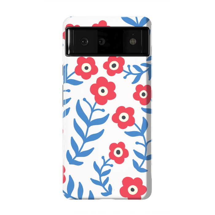 Pixel 6 StrongFit Red flowers and blue leaves by Winston