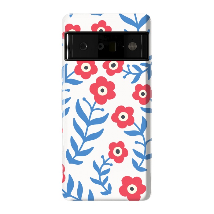 Pixel 6 Pro StrongFit Red flowers and blue leaves by Winston