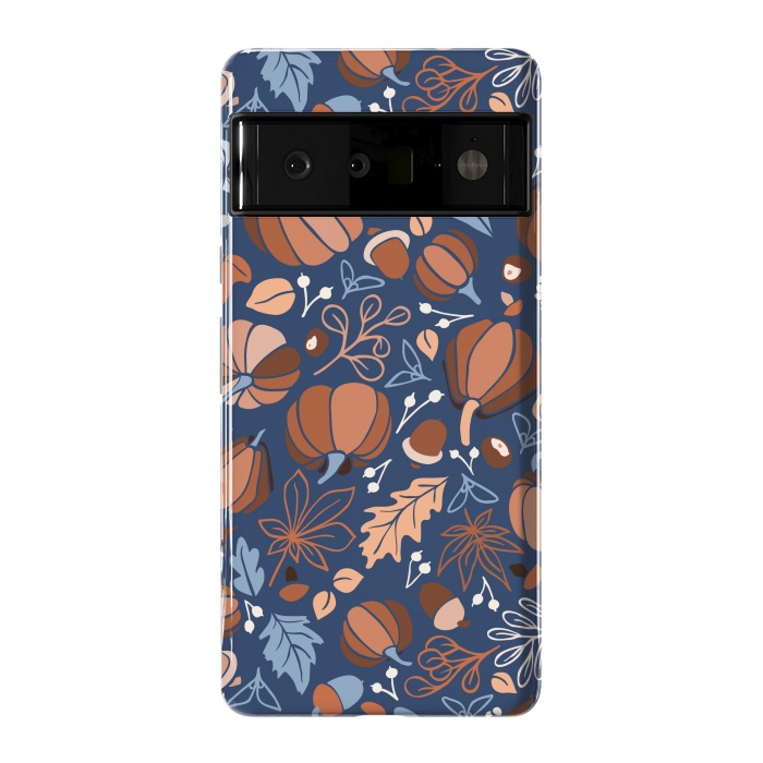 Pixel 6 Pro StrongFit Fall Fruits in Navy and Orange by Paula Ohreen