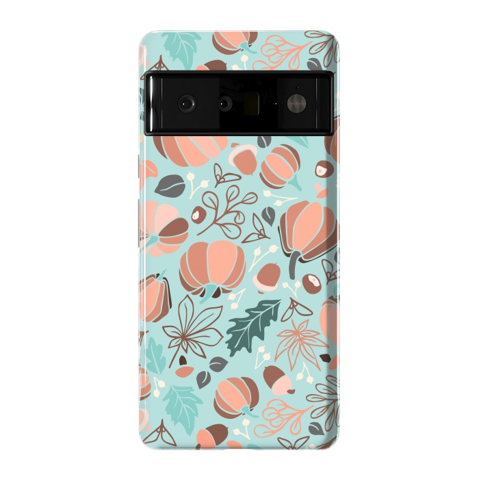 Pixel 6 Pro StrongFit Fall Fruits in Mint and Orange by Paula Ohreen