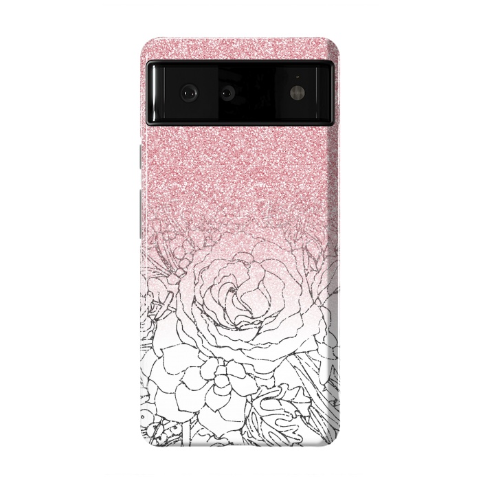 Pixel 6 StrongFit Elegant Floral Doodles Pink Gradient Glitter Image by InovArts
