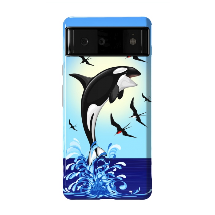Pixel 6 StrongFit Orca Killer Whale jumping out of Ocean by BluedarkArt