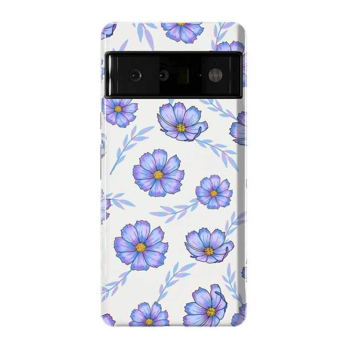 Pixel 6 Pro StrongFit Purple blue flowers by Jms