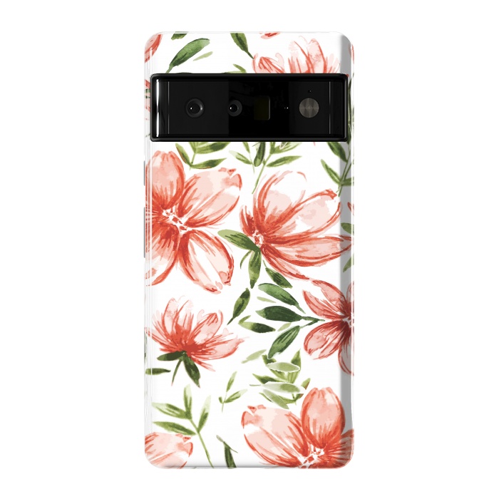 Pixel 6 Pro StrongFit Red Watercolor Flowers by Bledi