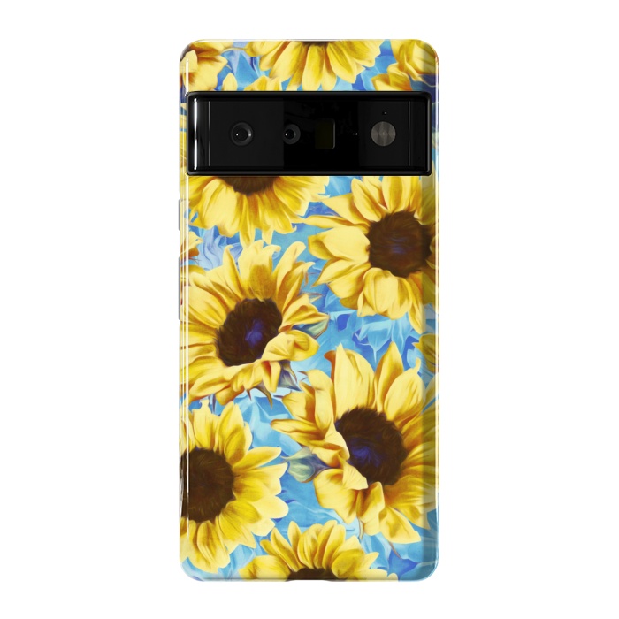 Pixel 6 Pro StrongFit Dreamy Sunflowers on Blue by Micklyn Le Feuvre