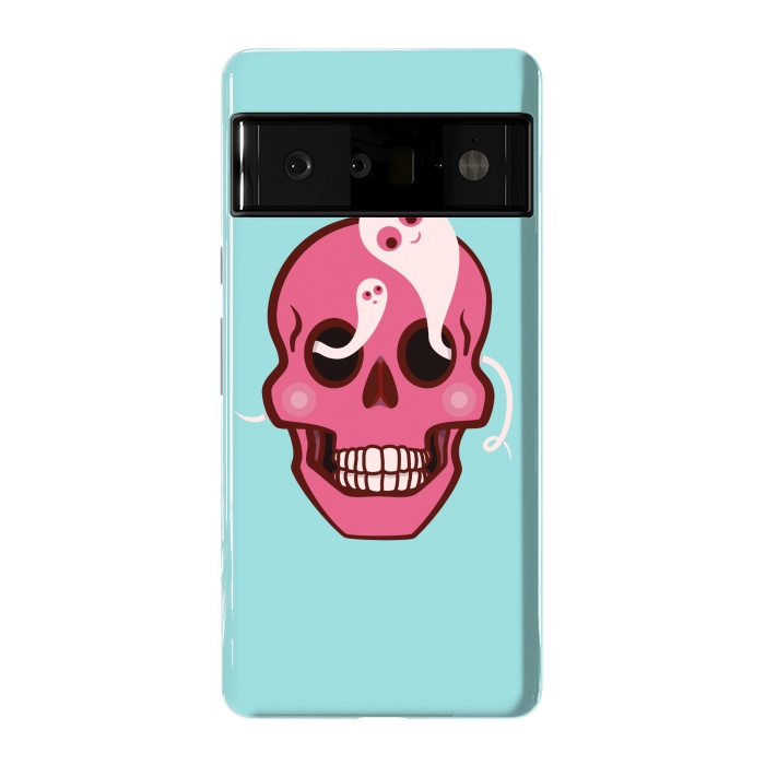 Pixel 6 Pro StrongFit Cute Pink Skull With Spider And Ghosts In Eyes by Boriana Giormova