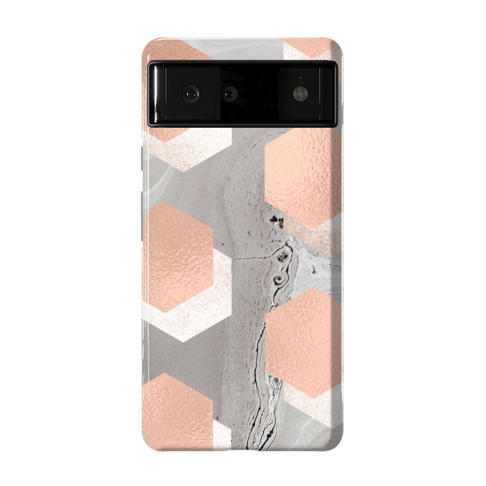 Pixel 6 StrongFit rose gold marble by haroulita