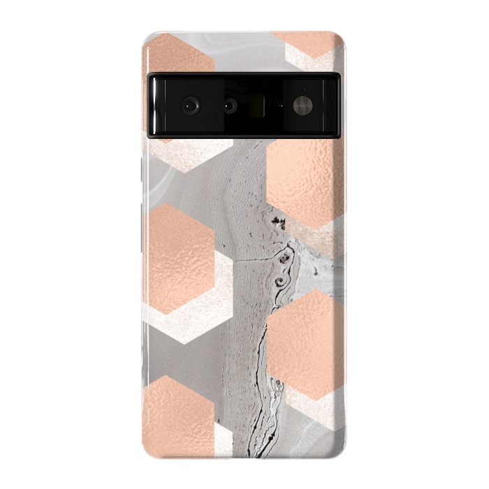 Pixel 6 Pro StrongFit rose gold marble by haroulita