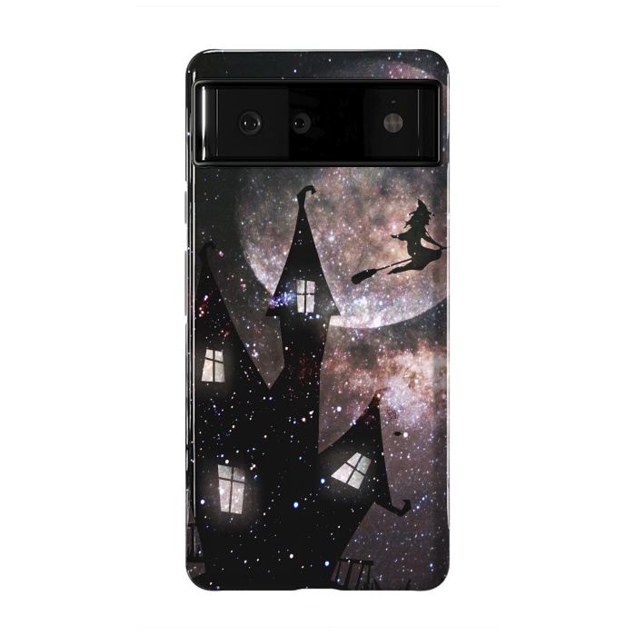 Pixel 6 StrongFit Flying witch and dark house at night by Oana 