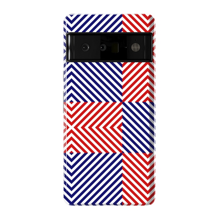 Pixel 6 Pro StrongFit Red Blue Crossing Diagonal Striped by TMSarts