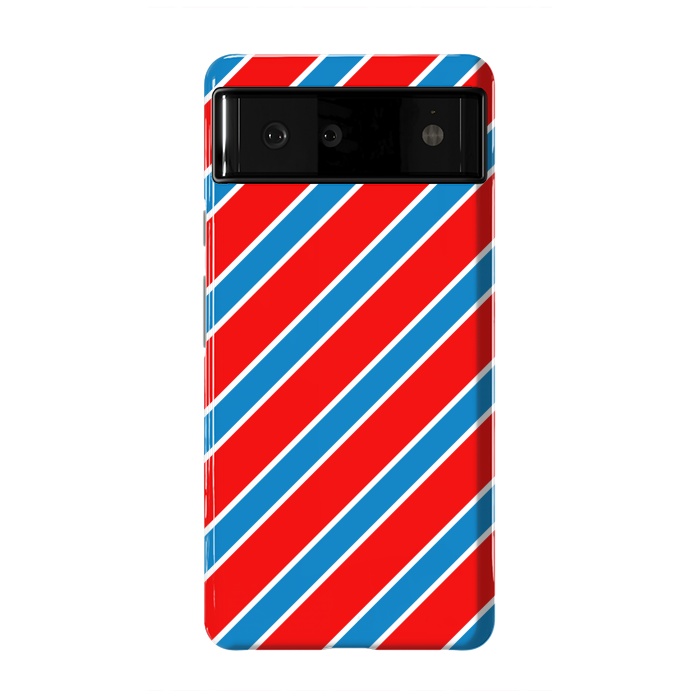 Pixel 6 StrongFit Red Blue Diagonal Stripes by TMSarts