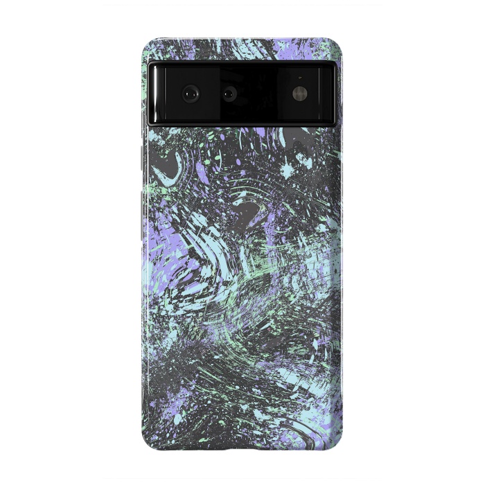 Pixel 6 StrongFit Dripping Splatter Purple Turquoise by Ninola Design