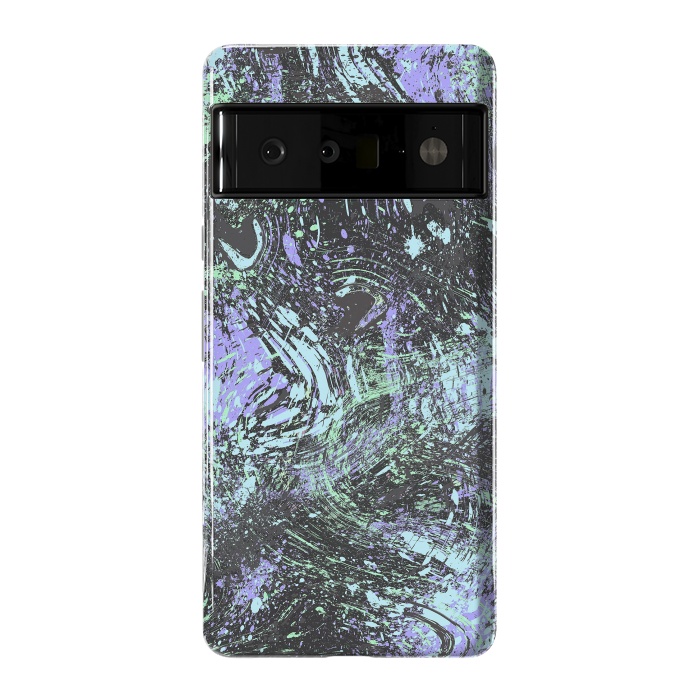 Pixel 6 Pro StrongFit Dripping Splatter Purple Turquoise by Ninola Design