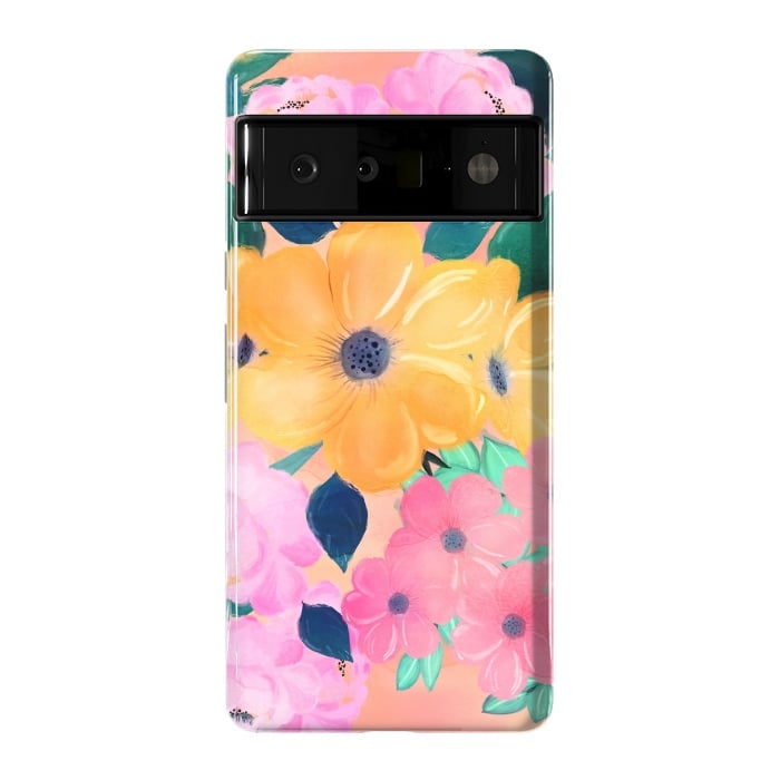 Pixel 6 Pro StrongFit Cute Colorful Romantic Watercolor Flowers  by InovArts