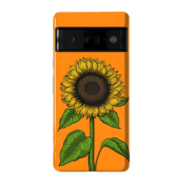 Pixel 6 Pro StrongFit Sunflower on orange by Katerina Kirilova
