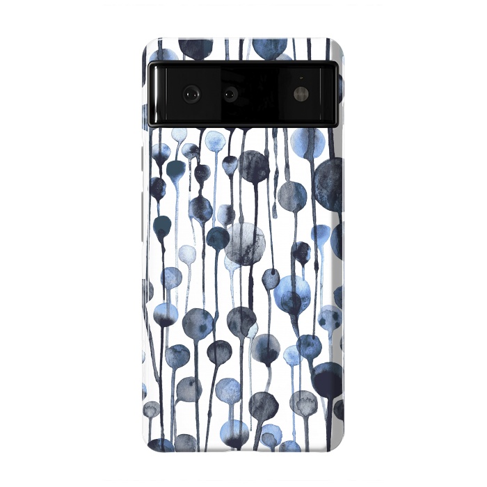 Pixel 6 StrongFit Dripping Watercolor Dots Navy by Ninola Design