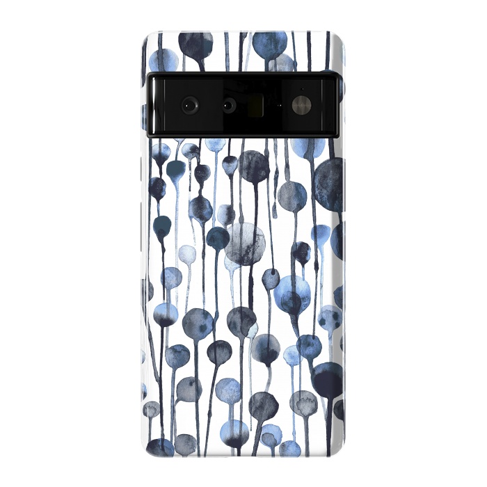 Pixel 6 Pro StrongFit Dripping Watercolor Dots Navy by Ninola Design