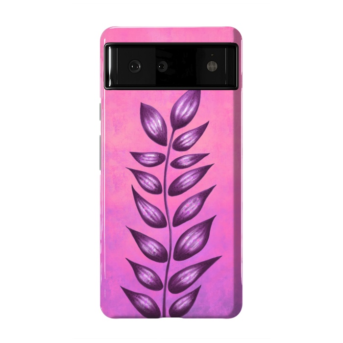 Pixel 6 StrongFit Abstract Plant Surreal Botanical Art In Pink And Purple by Boriana Giormova