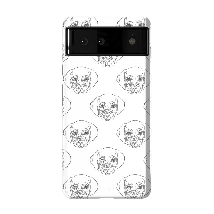 Pixel 6 StrongFit Cute Gray Puppy Dog Hand Drawn Strokes Pattern by InovArts