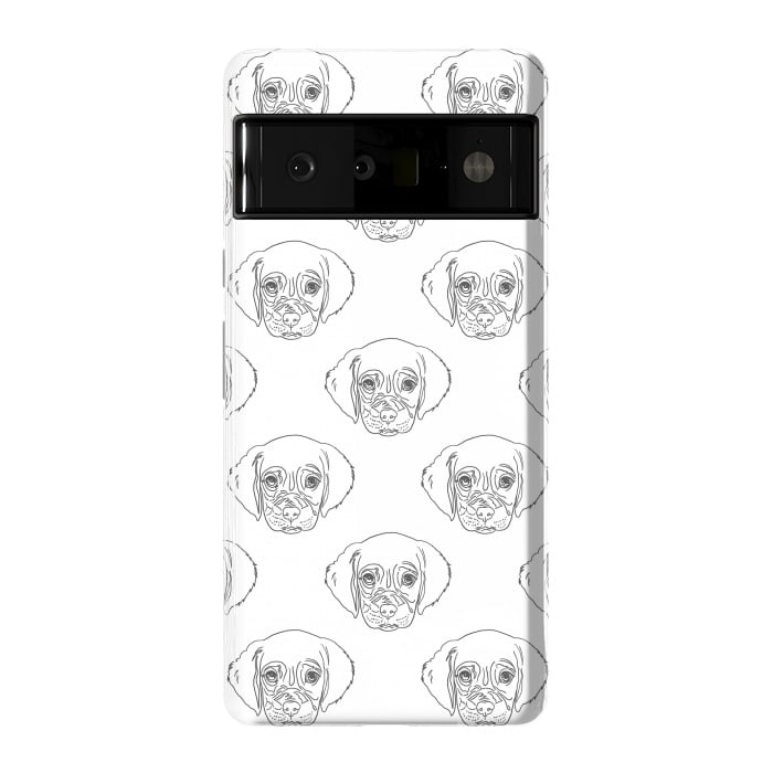 Pixel 6 Pro StrongFit Cute Gray Puppy Dog Hand Drawn Strokes Pattern by InovArts