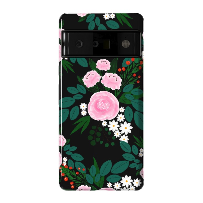 Pixel 6 Pro StrongFit Elegant Pink and white Floral watercolor Paint  by InovArts