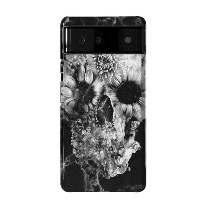 Pixel 6 StrongFit Floral Skull Marble by Ali Gulec