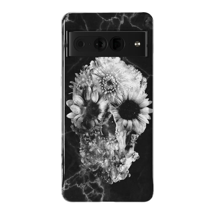 Pixel 7 Pro StrongFit Floral Skull Marble by Ali Gulec