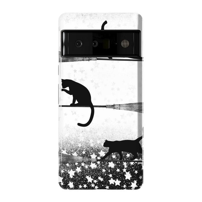 Pixel 6 Pro StrongFit black cats flying on witch brooms by Oana 
