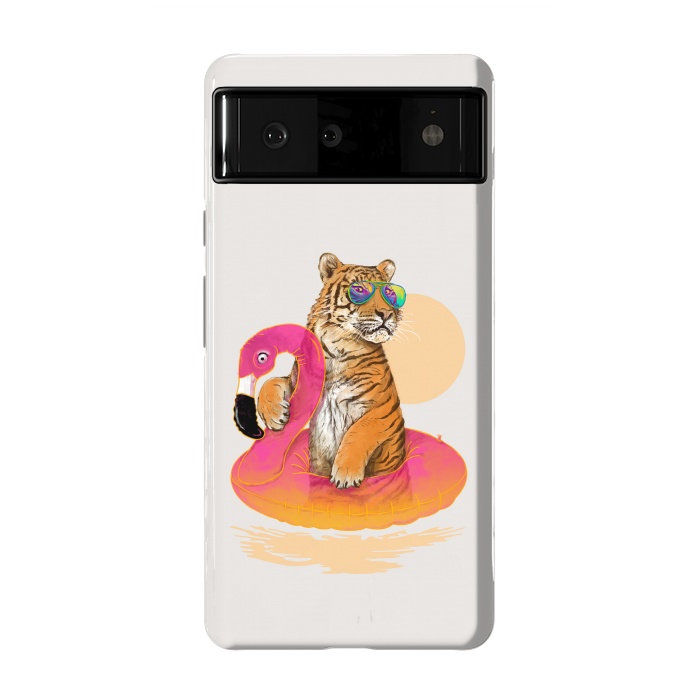 Pixel 6 StrongFit Chillin Flamingo Tiger by 38 Sunsets