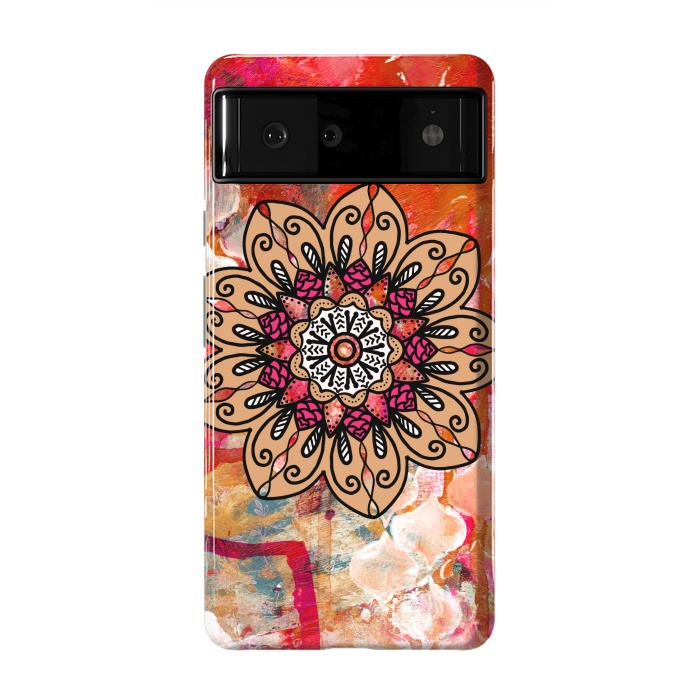 Pixel 6 StrongFit Red mandala  by Winston