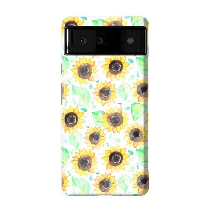 Pixel 6 StrongFit Cheerful Watercolor Sunflowers by Tangerine-Tane